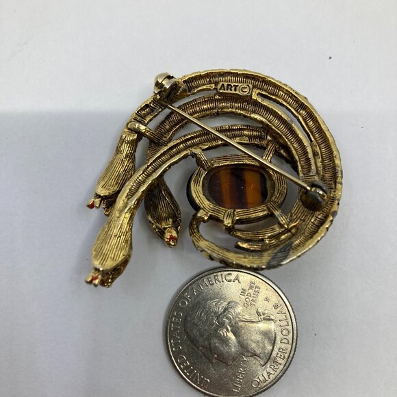 Vtg 1970 ART Arthur Pepper enamel snake cobra brooch - Picture 3 of 3